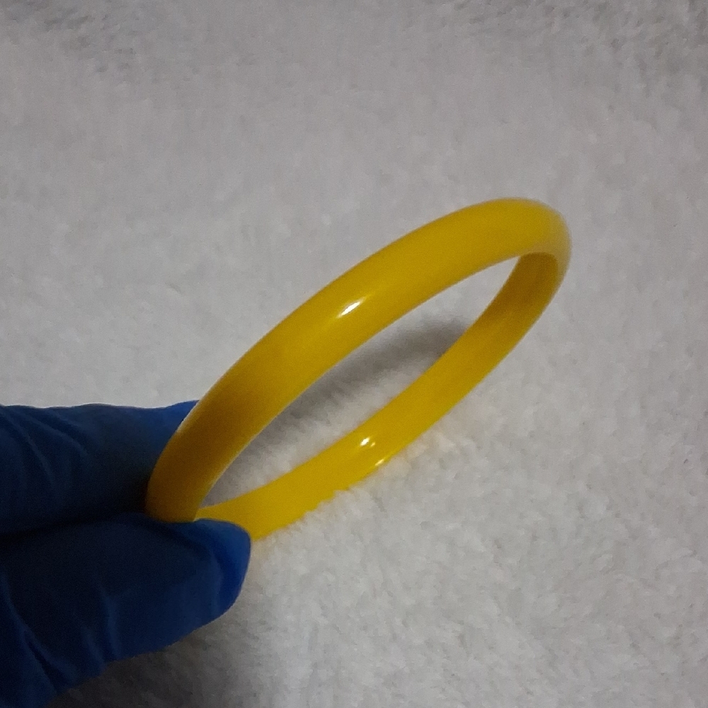 Bright Yellow Plastic Skinny Bangle Bracelet